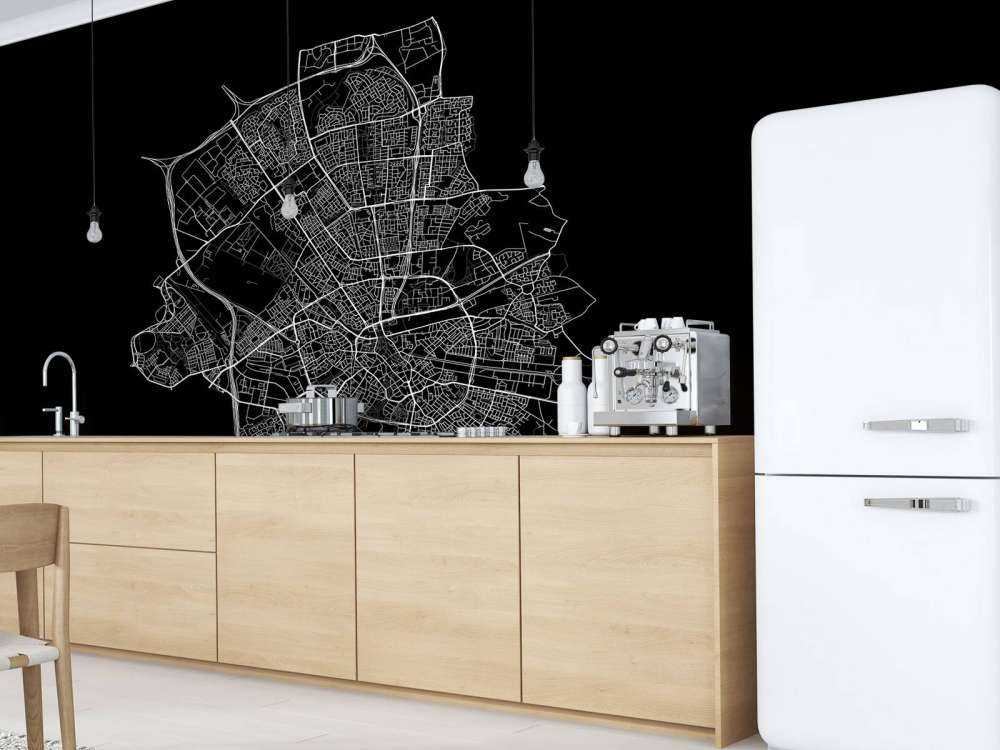 Karta över Eindhoven, svart