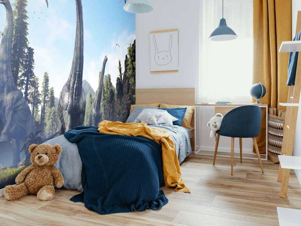 Alamosaurusgrupp som går genom en dal