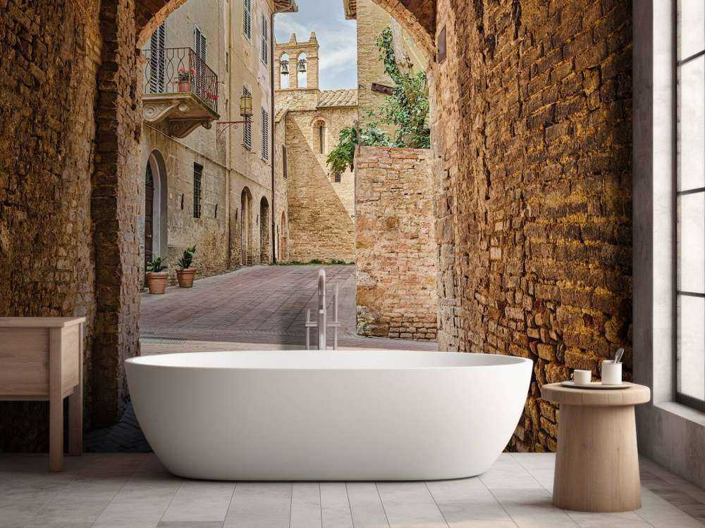 Genomskinlig gränd med valv