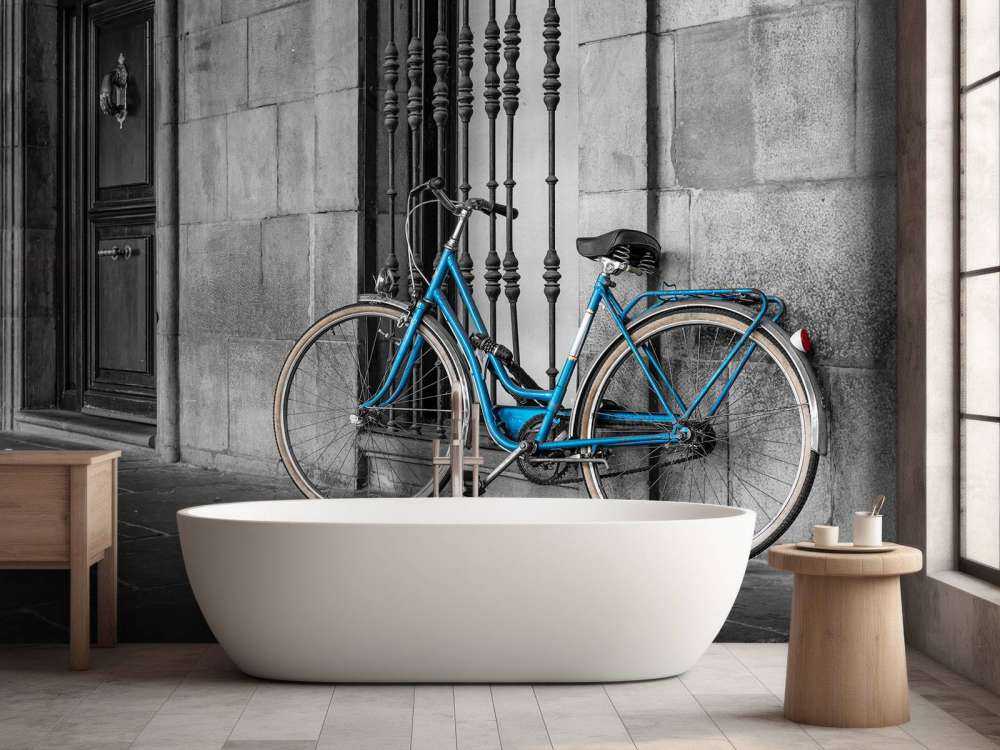 Gammal blå cykel