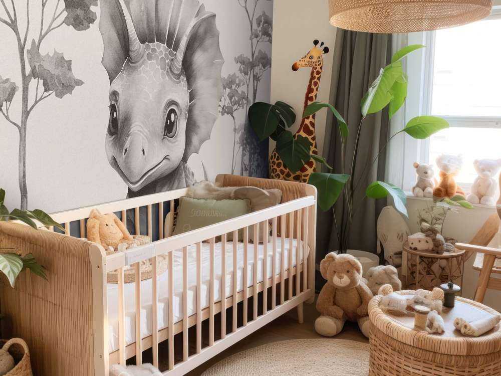 Baby triceratops i den beige junglen