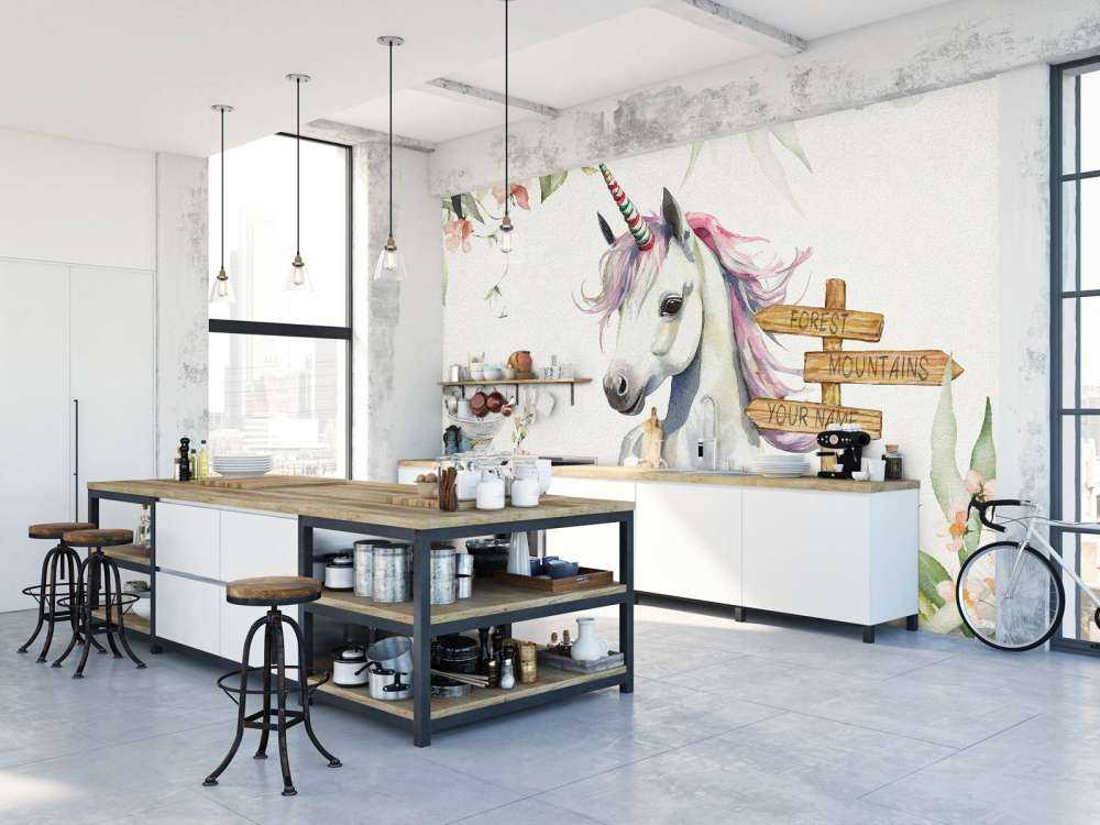 Baby-enhjørning med planter