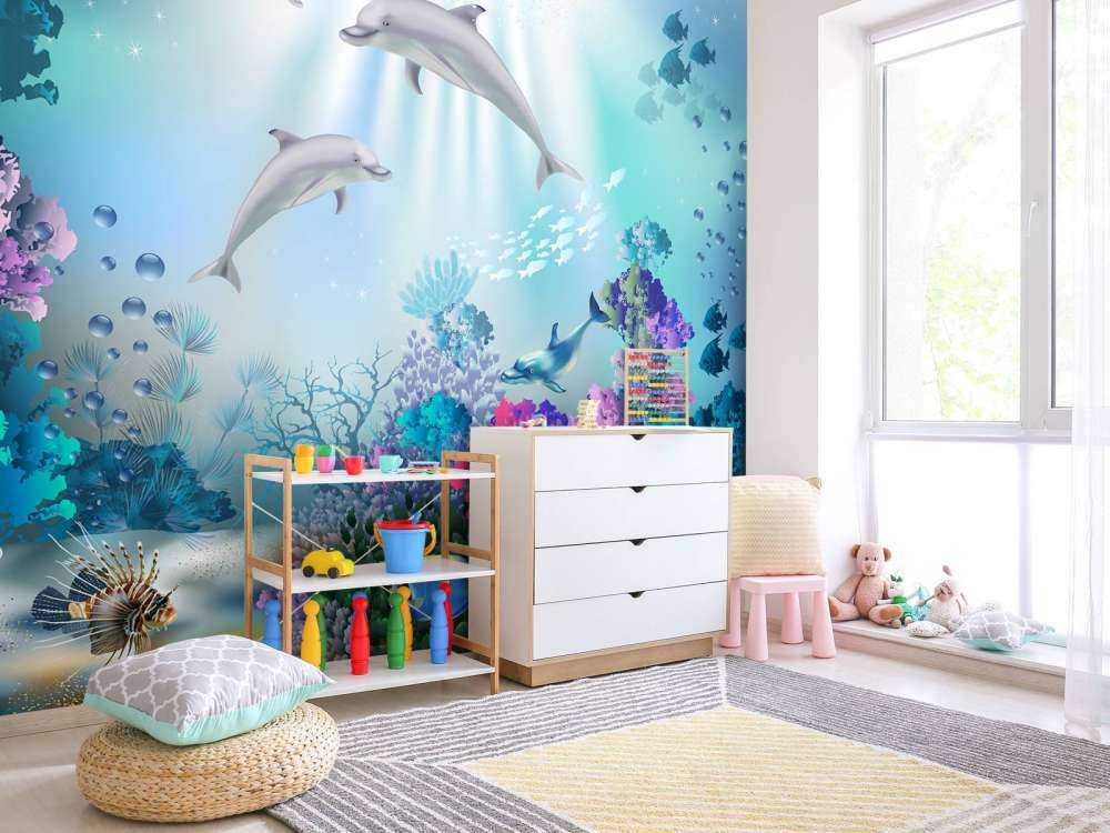 Undervandsverden med delfiner