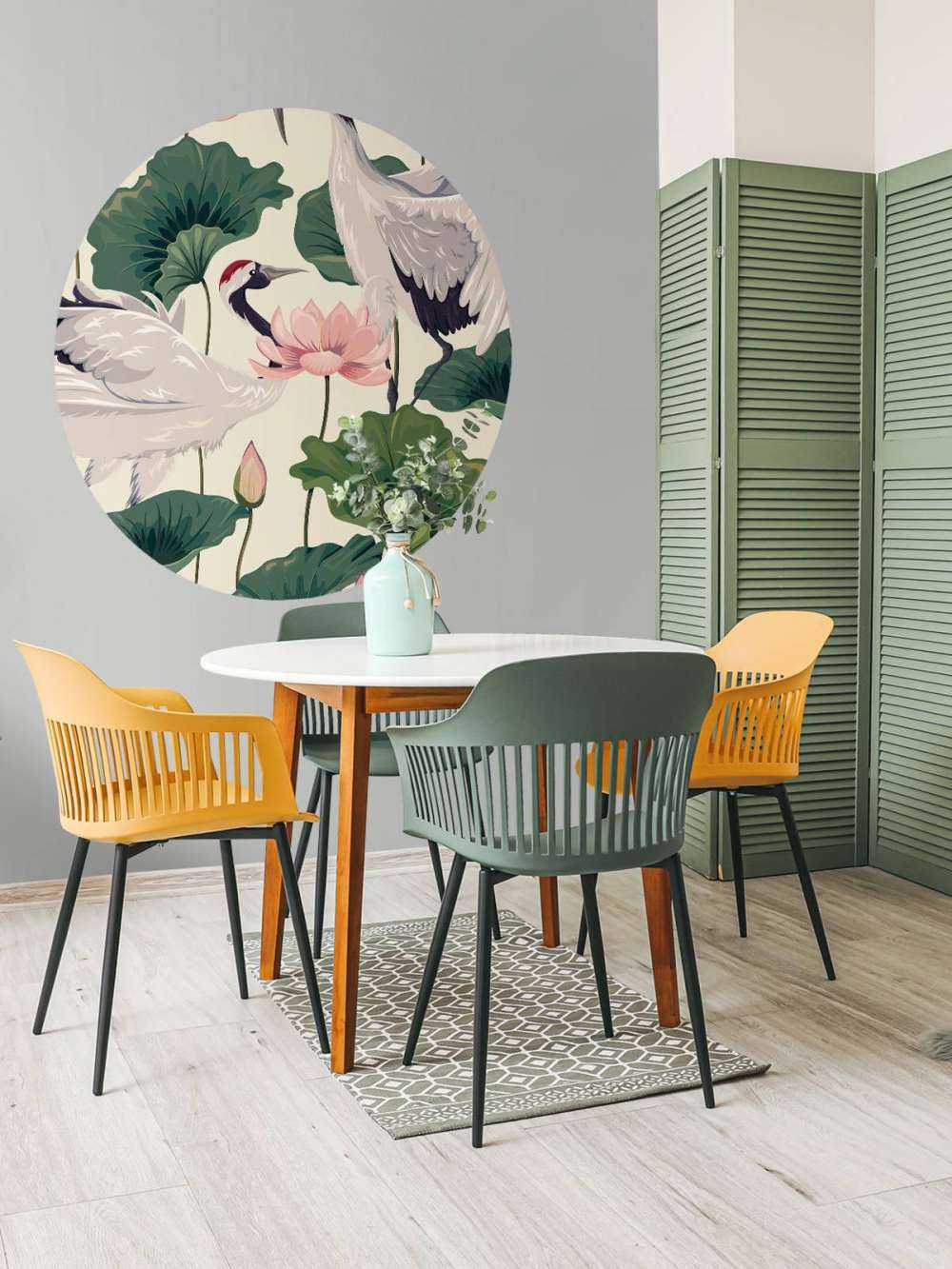 Kraanvogel paar met lotus