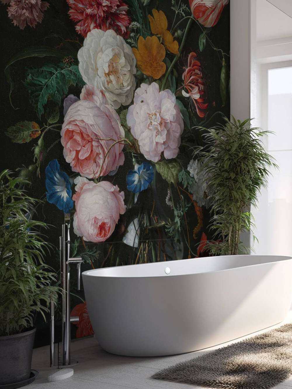 Stadig liv med blomster i en glasvase