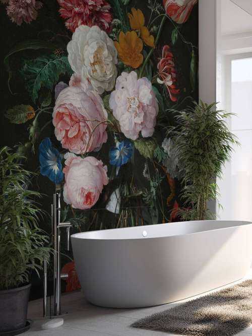 Stadig liv med blomster i en glasvase