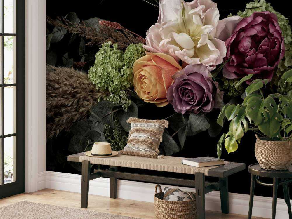 Påfugle fjer blomsterbuket