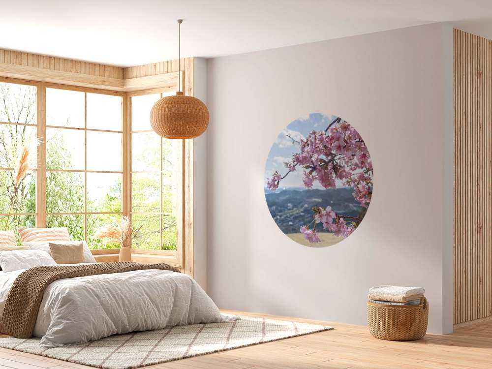 Japanske blomster med bjerge