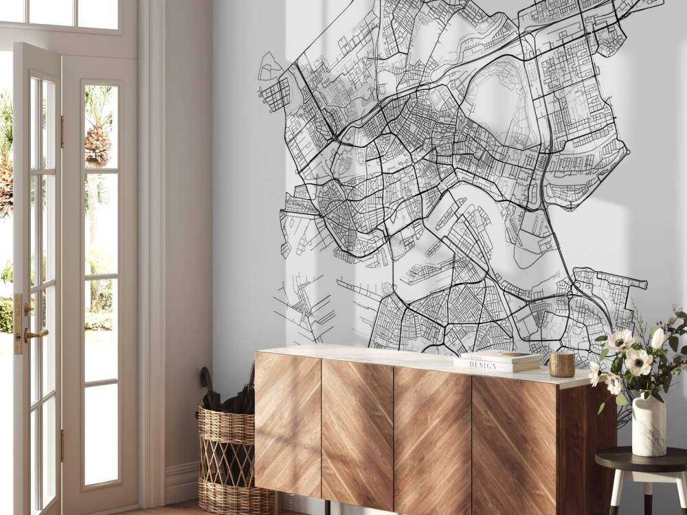 Kort over Rotterdam, hvid