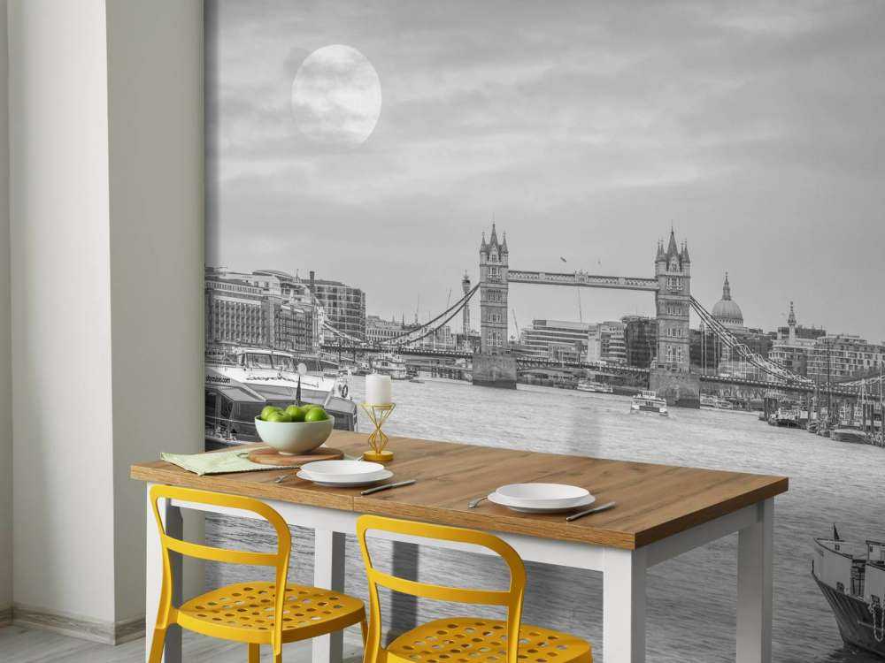 Bybillede af London i sort/hvid