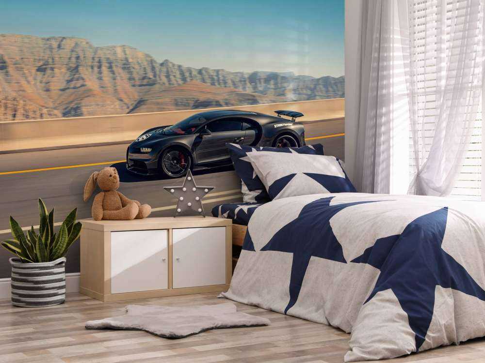 Hyperbil mot fjellandskap