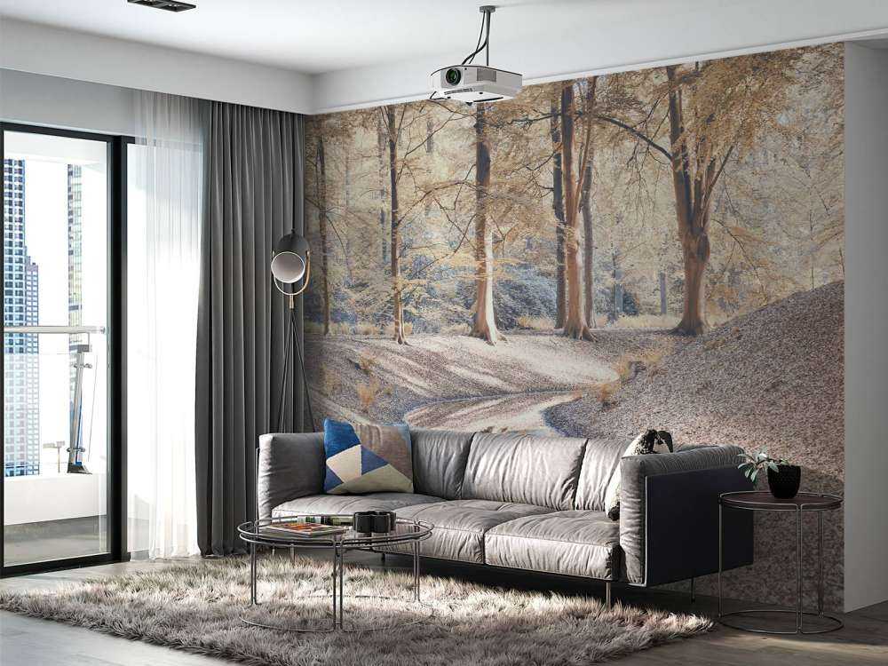 Bekk i skog - pastell