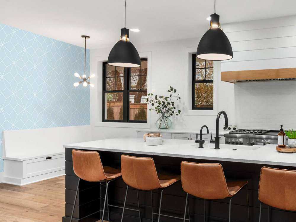 Lyseblå geometriske linjer