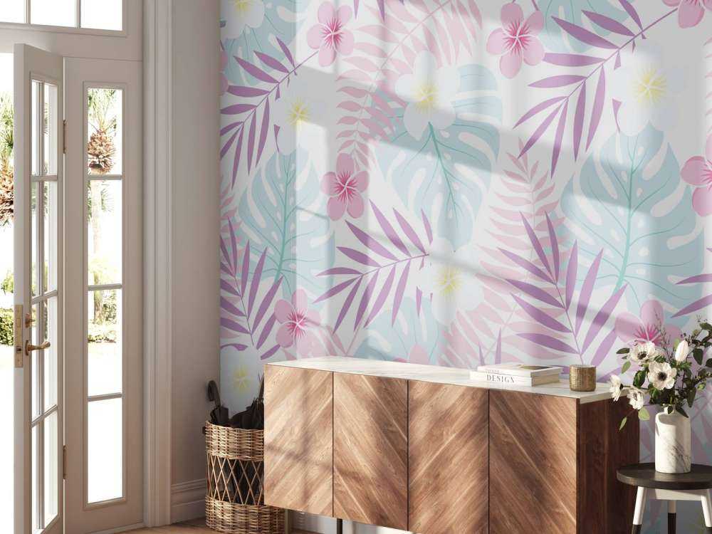 Pastellblomster og blader