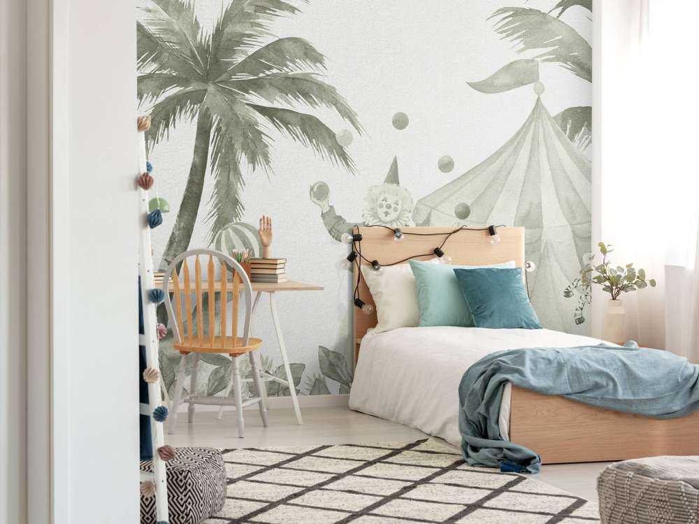 Glade sirkusdyr i grønt