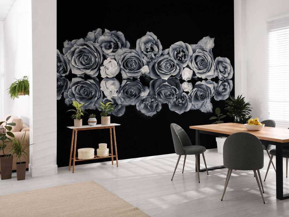 Rosebukett svart-hvitt