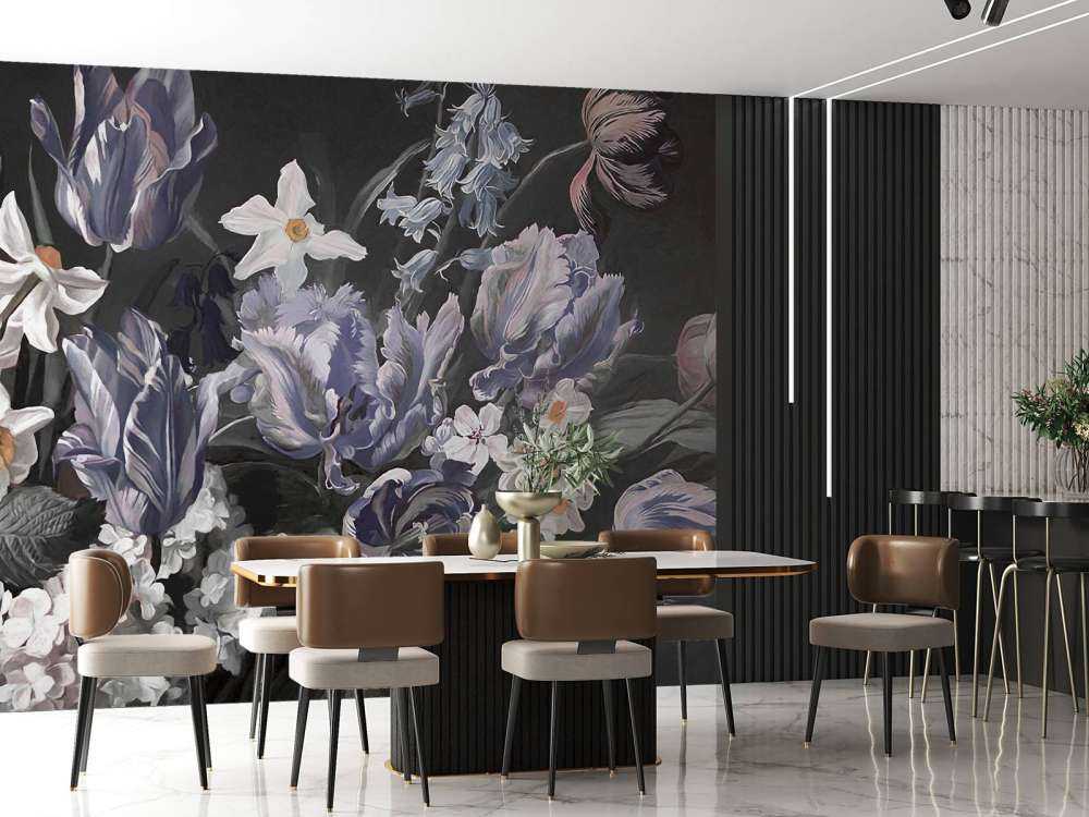 Bukett med pioner i flere farger