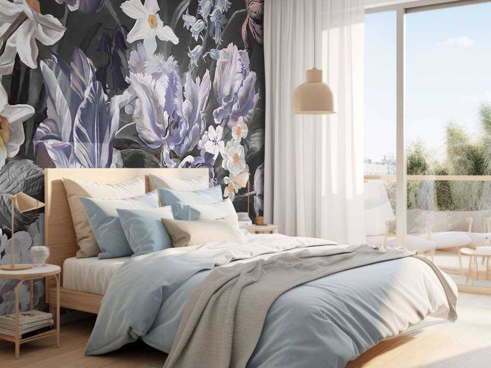 Bukett med pioner i flere farger