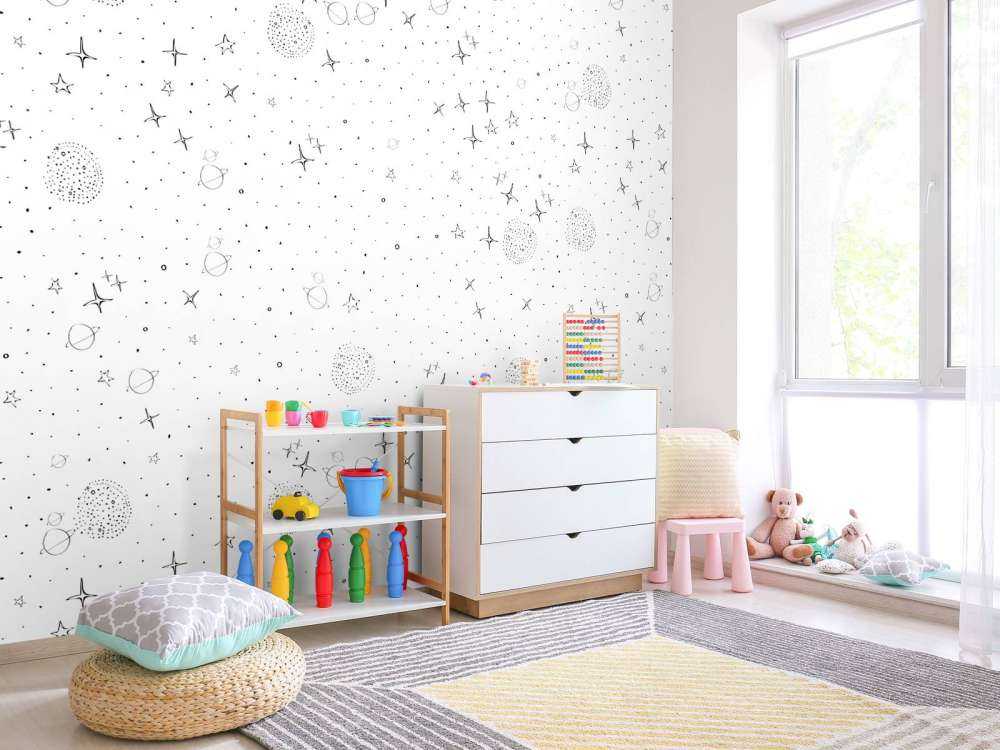 Rommønster svart og hvitt