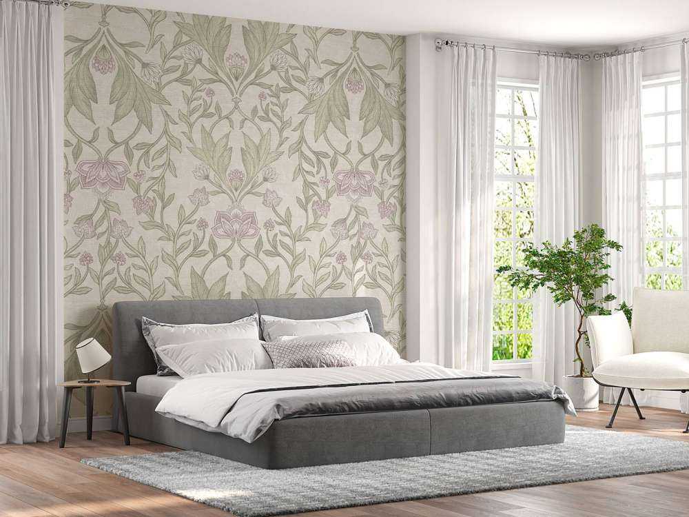 Morris blomsterdamask - kremfarget