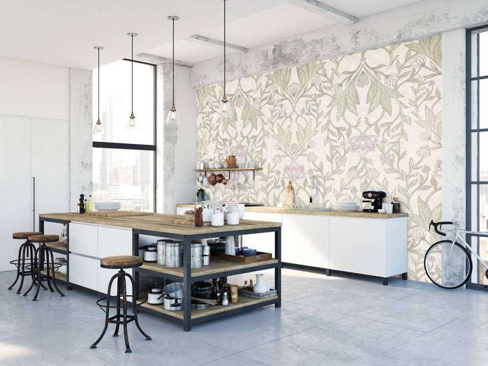 Morris blomsterdamask - kremfarget