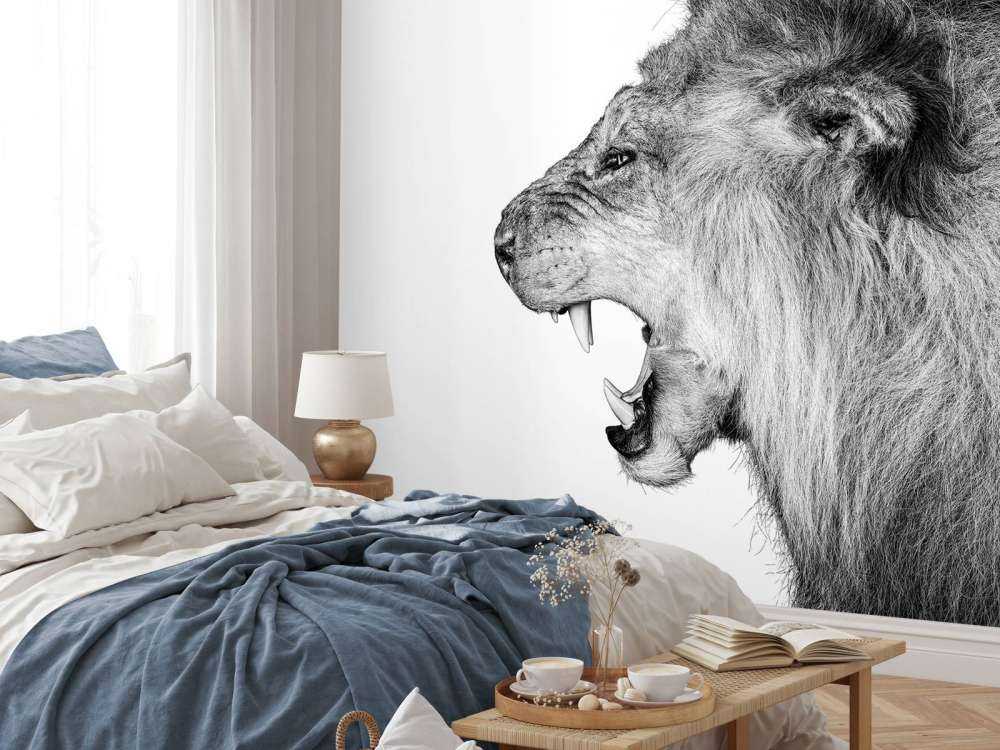 Brølende løve hvit