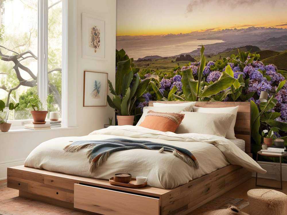 Solnedgang med hortensia