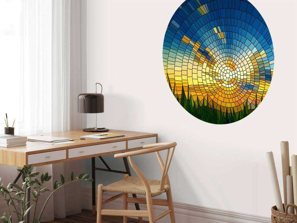 Solnedgang på en plen