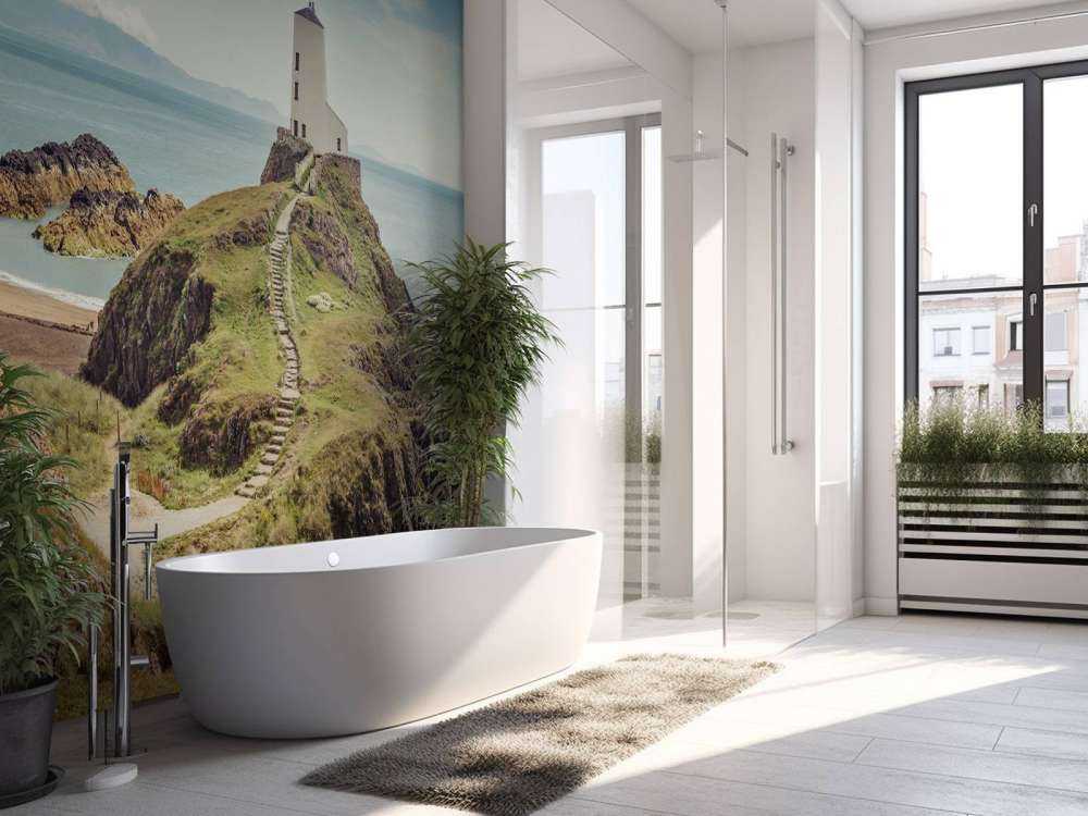 Fyr på et steinete feriested