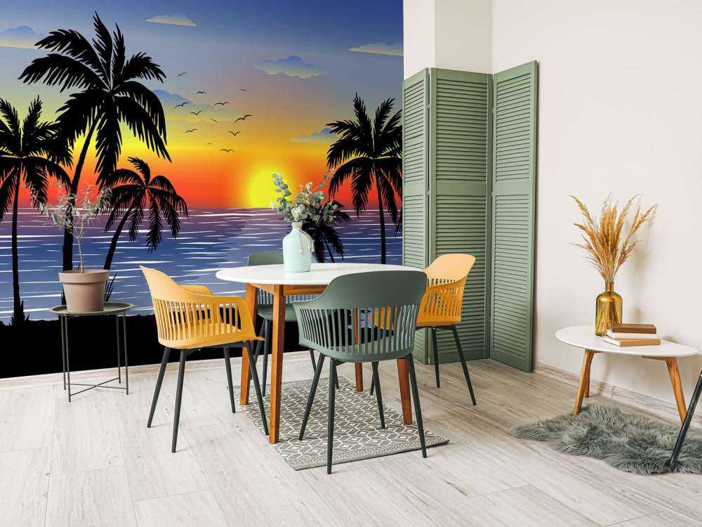 Blå, oransje solnedgang