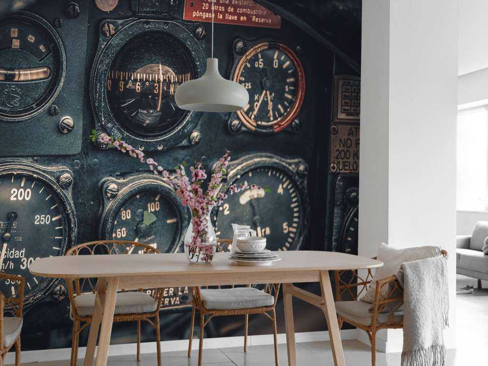 Vintage fly cockpit detalj