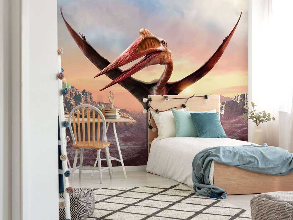 Quetzalcoatlus flyr over fjell