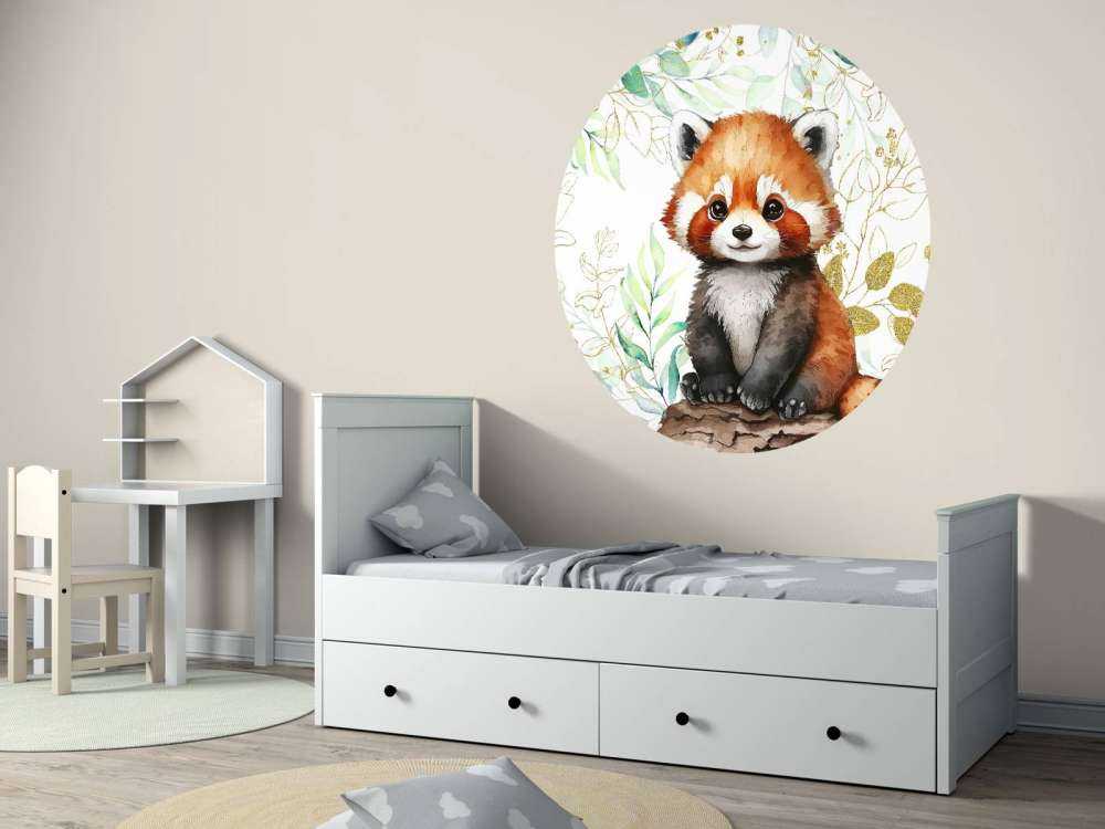 Söt röd panda och blad