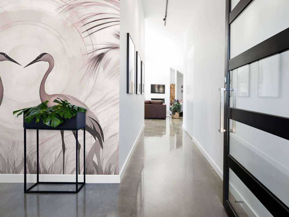 Kranar vid solnedgången rosa