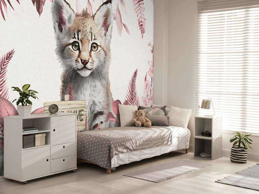 Lodjursunge i djungeln rosa