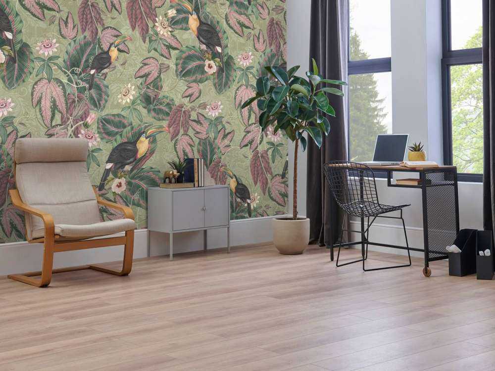 Tropiska djungelns fåglar & tukaner - salviagrön