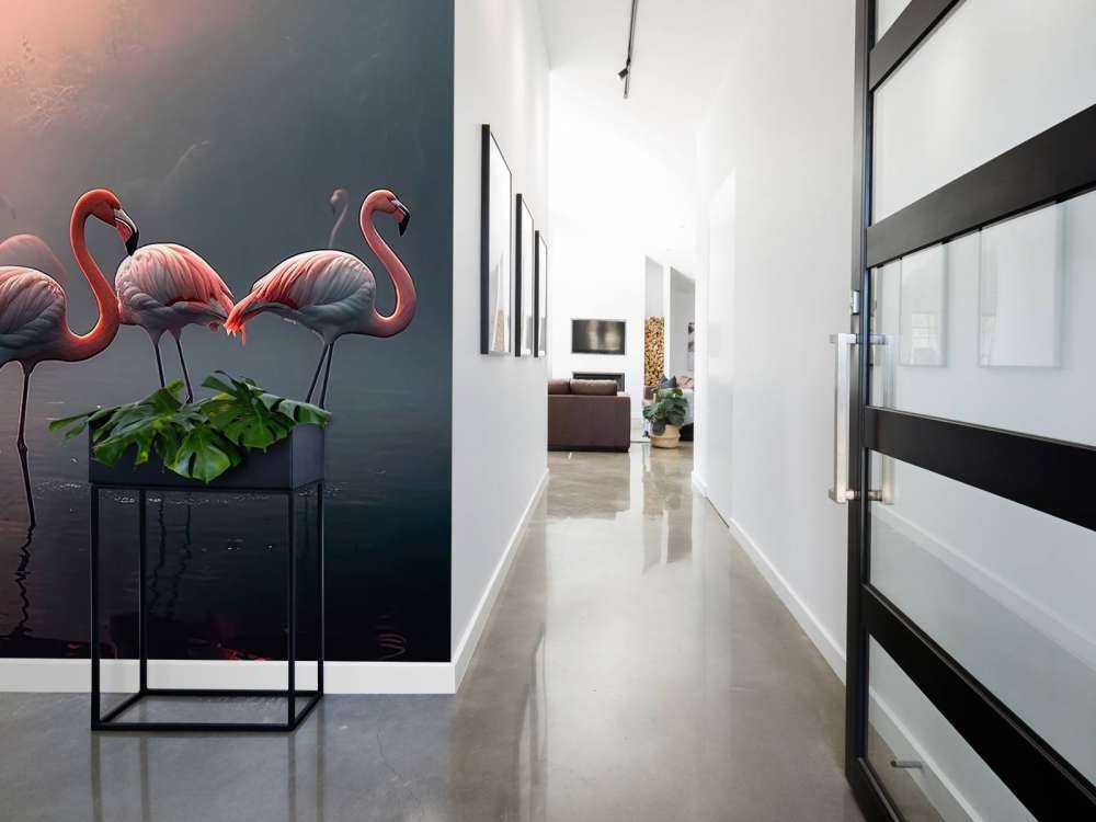 Dimmig Gryning Flamingos