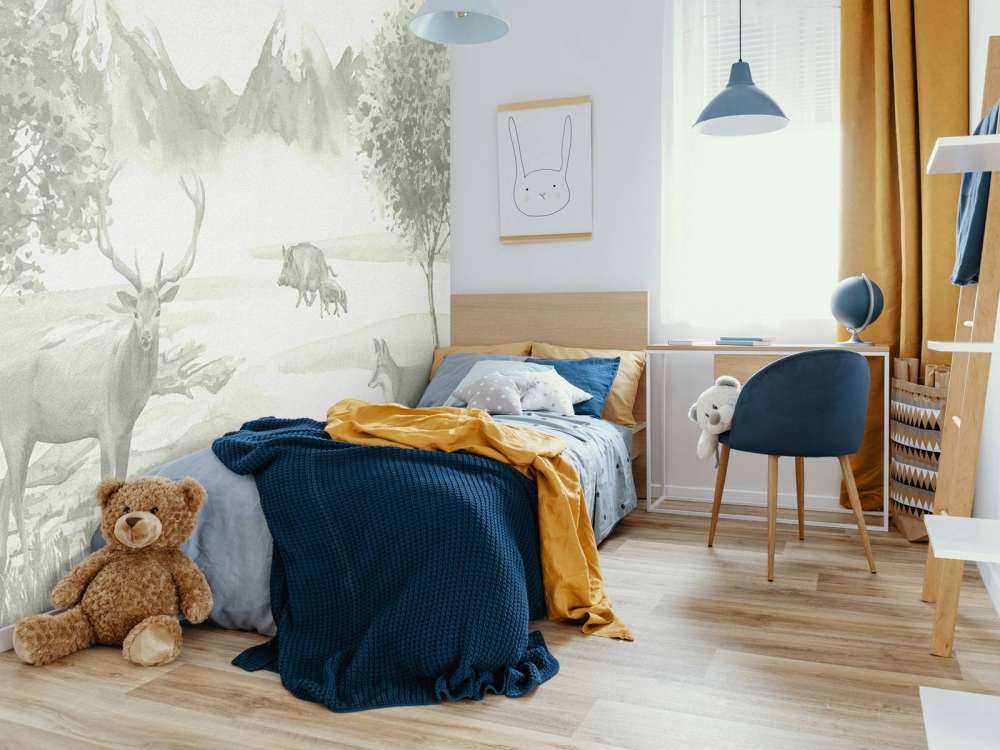 Skog med djur i grönt