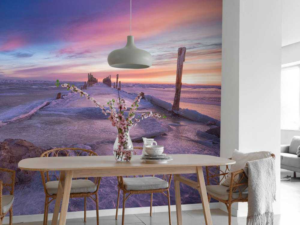 Stolphuvuden på det frysta Östersjön