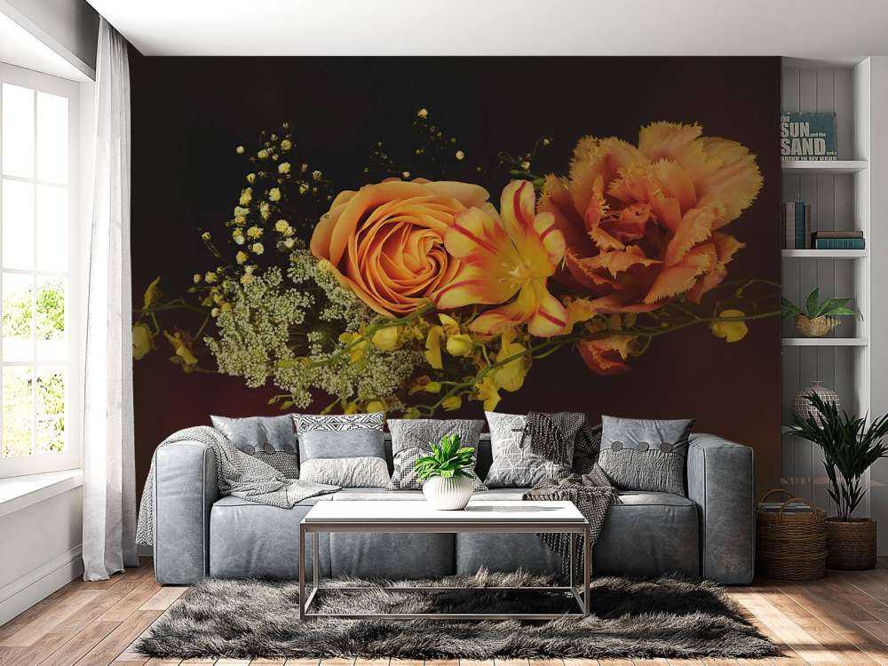 Arrangeret blomsterkrans