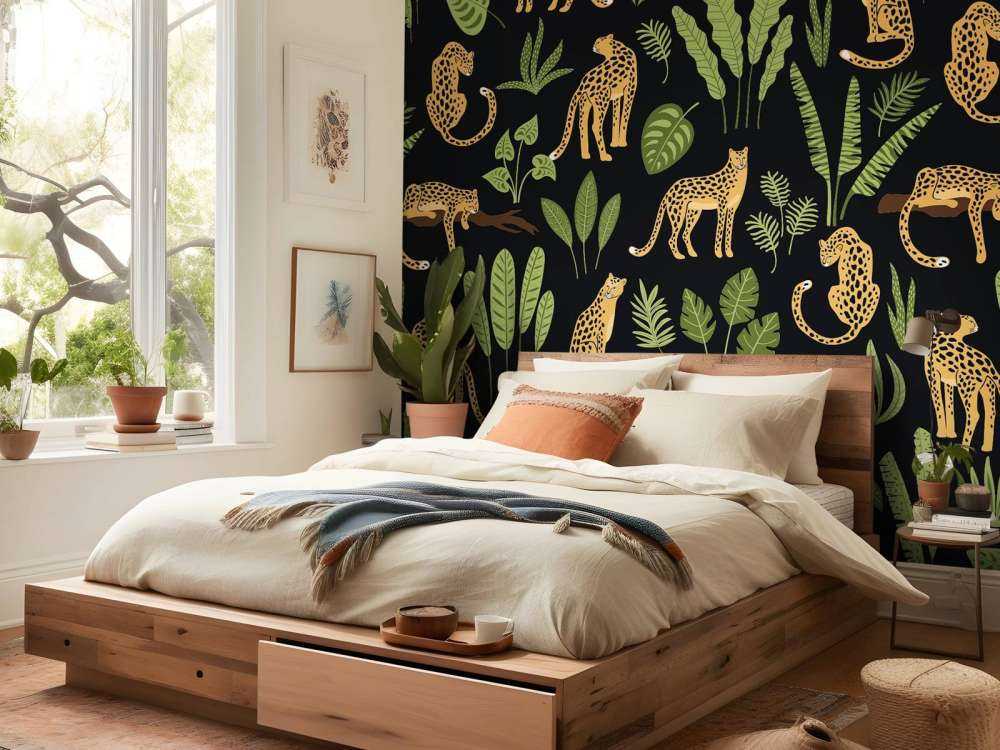 Leopardmønster på sort tapet