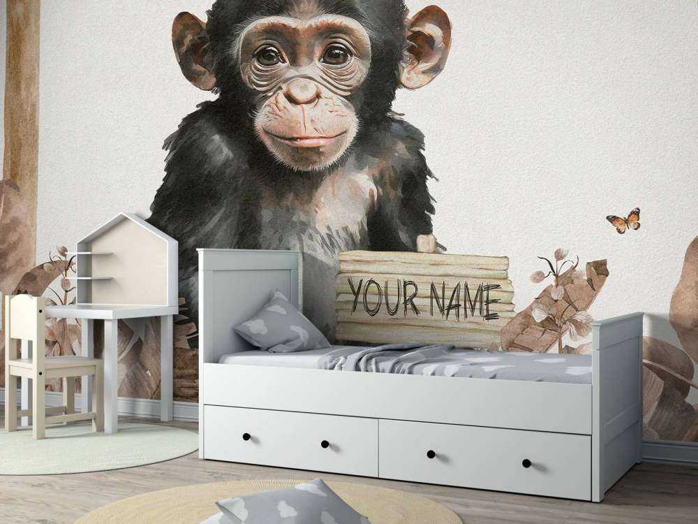 Baby-chimpanse i junglen taupe