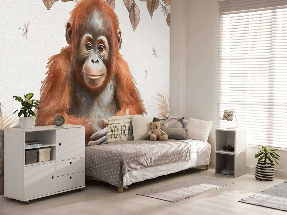 Ung orangutang i junglen taupe
