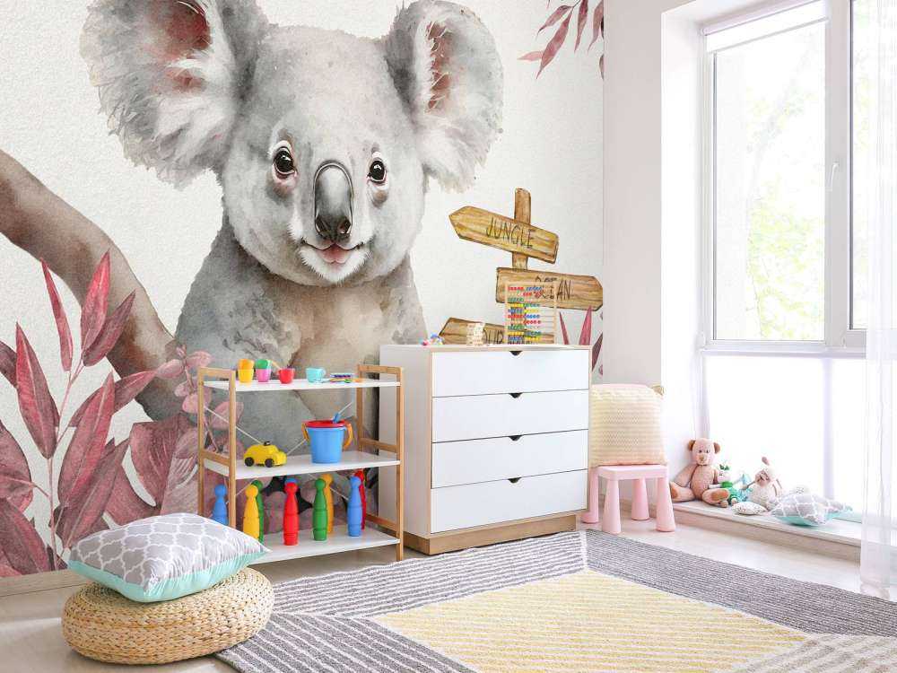 Baby koala i junglen lyserød