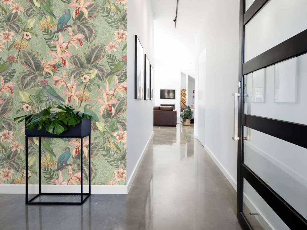 Tropiske junglefugle og papegøjer - salviegrøn