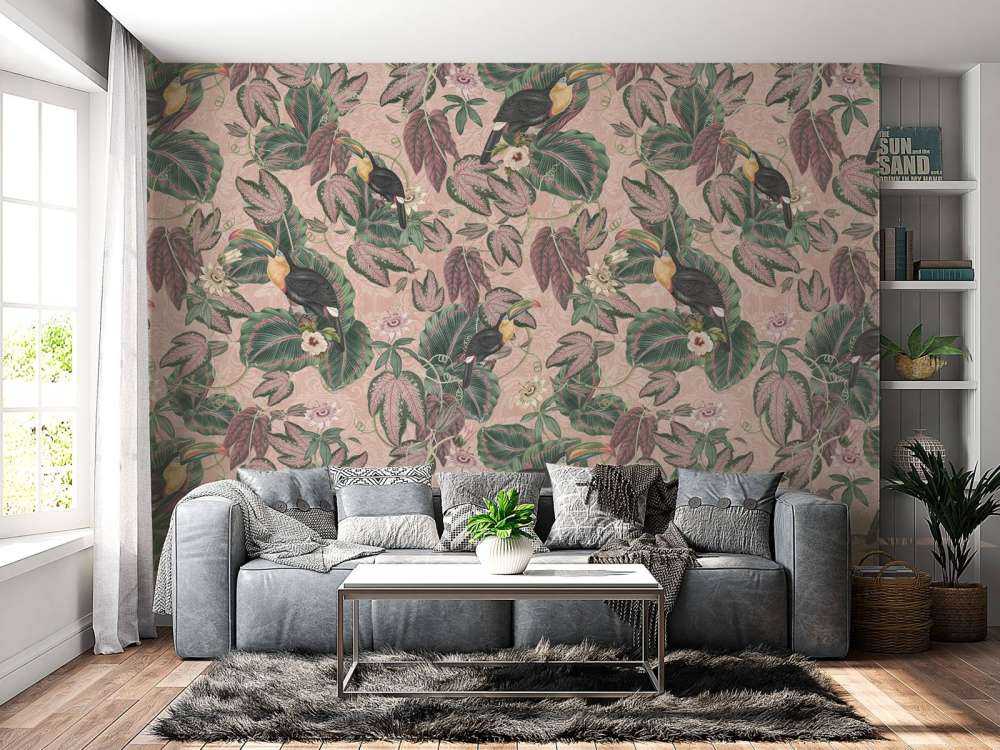 Tropiske junglefugle & tukaner - pink