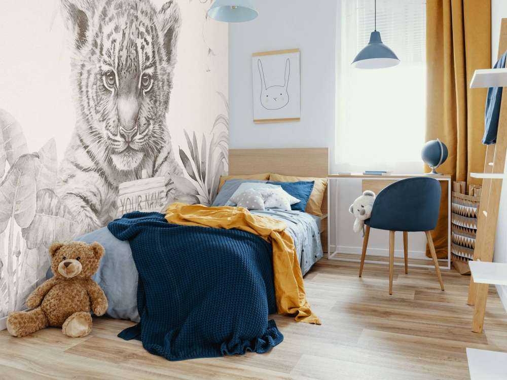 Sød tiger med planter beige