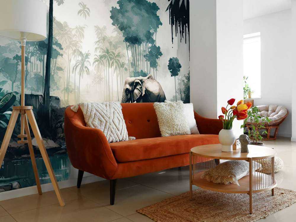 Tropisk jungle i akvarel