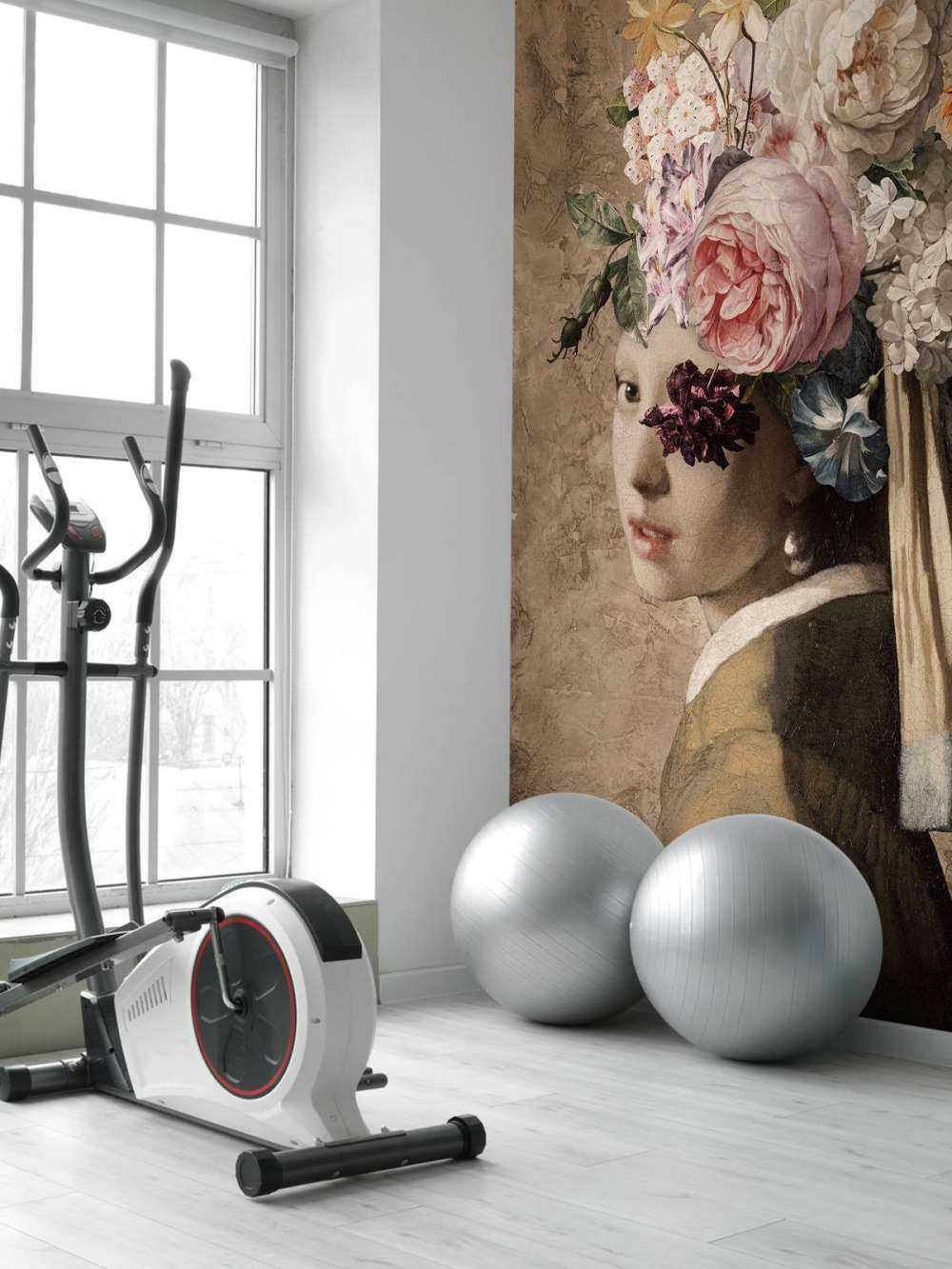 Pige med perleørering - blomsterdesign