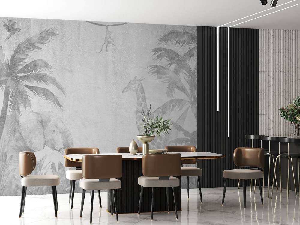 Muntere jungledyr på beton